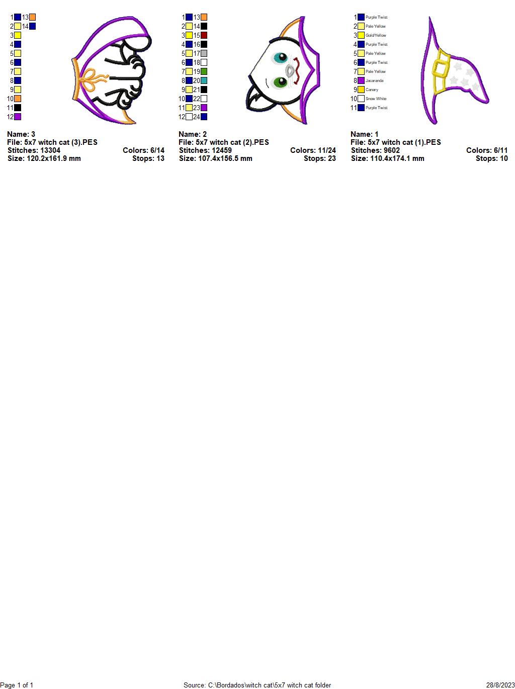 Witch Cat - ITH Project - Machine Embroidery Design