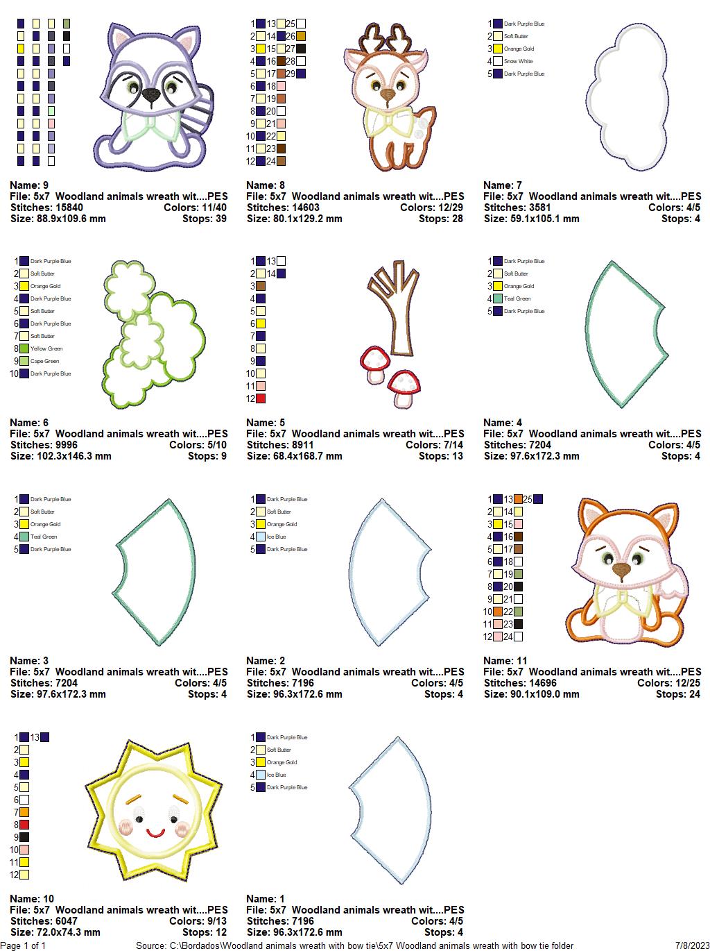 Woodland Animals Boy Wreath - ITH Project - Machine Embroidery Design