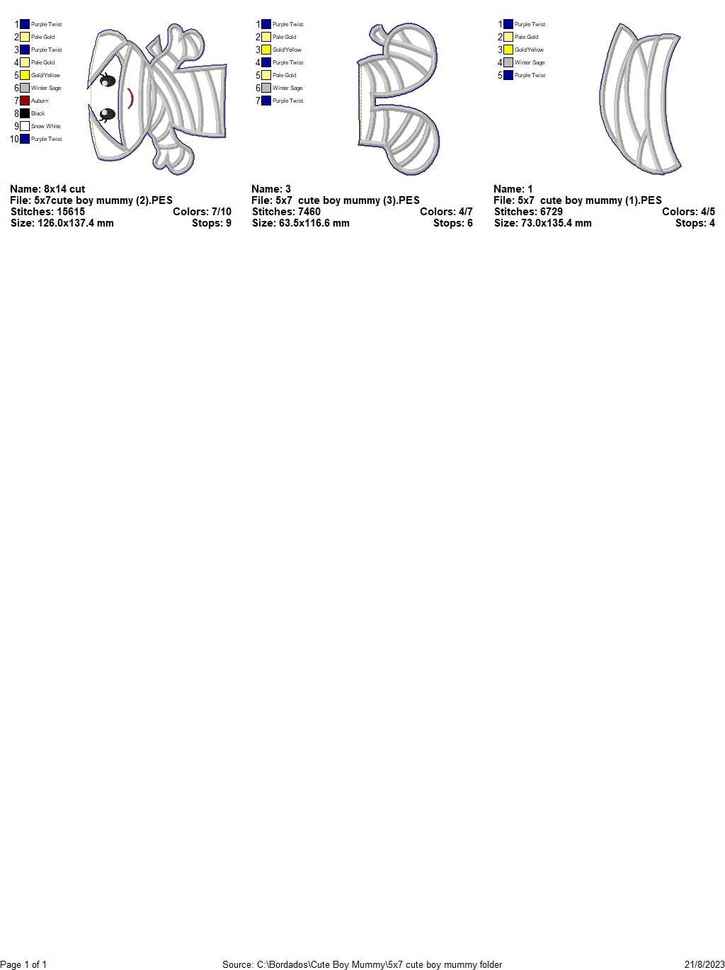 Mummies Kids Halloween Set - ITH Project - Machine Embroidery Design