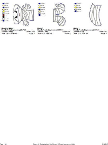 Mummies Kids Halloween Set - ITH Project - Machine Embroidery Design