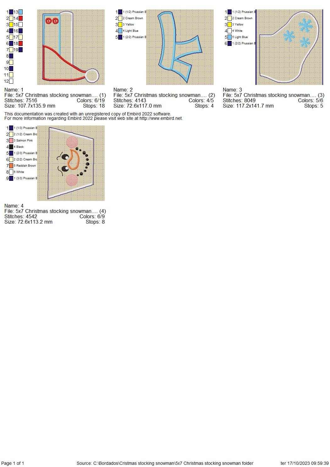 Snowman Christmas Stocking - ITH Project - Machine Embroidery Design