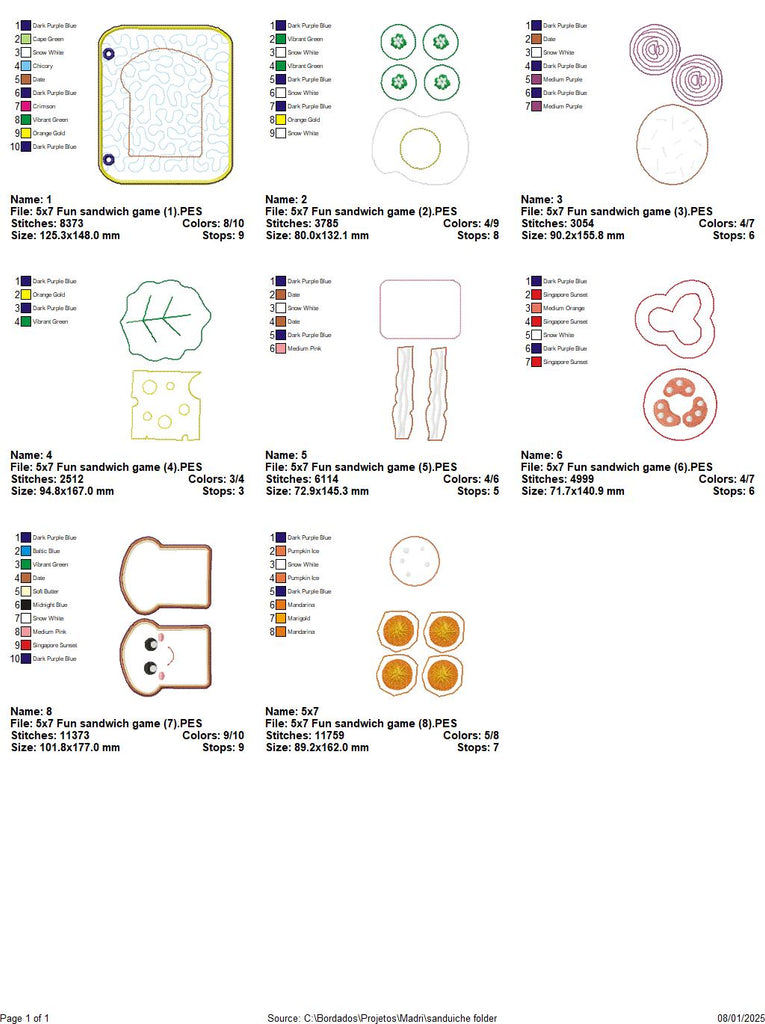 Sandwich Sensory Book Page - ITH Project - Machine Embroidery Design