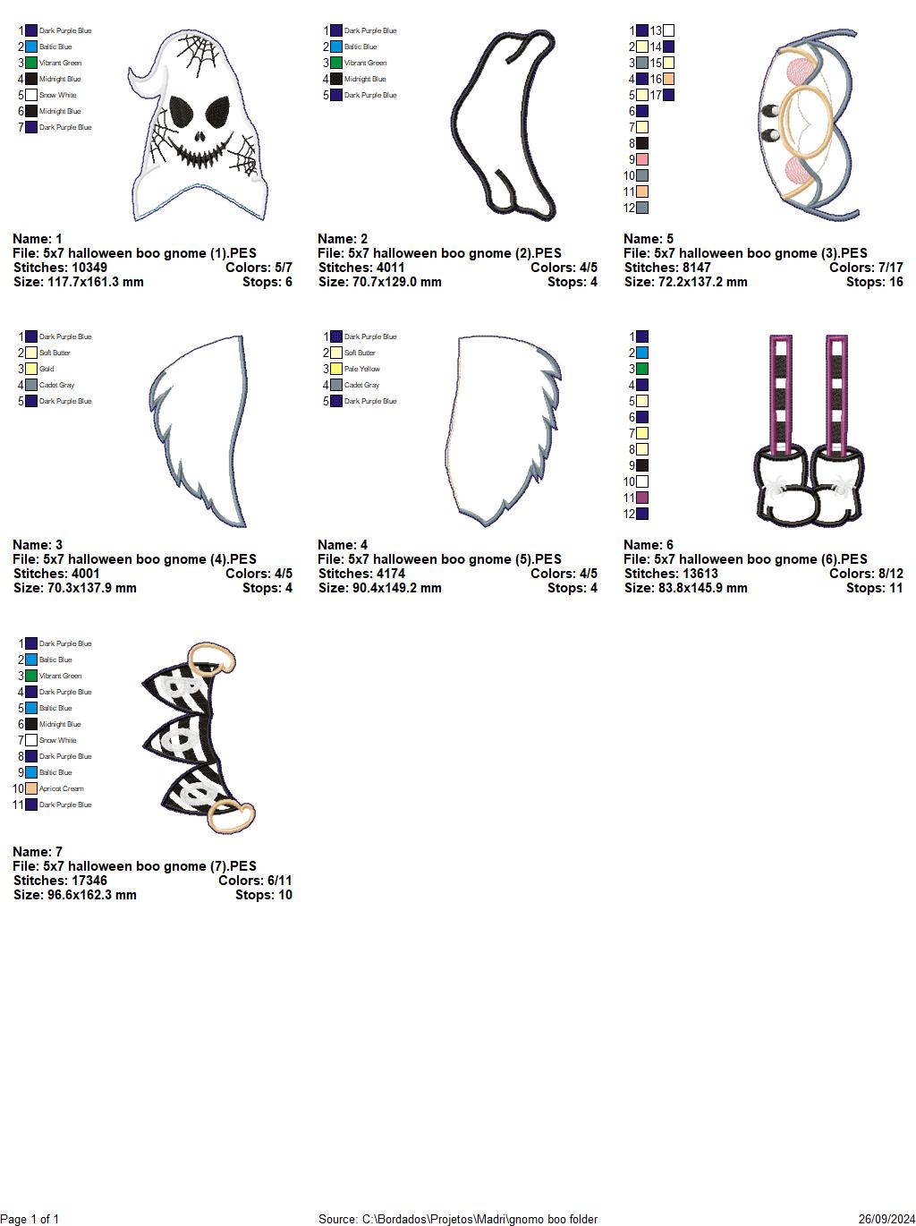 Gnome Boo Halloween  - ITH Project - Machine Embroidery Design