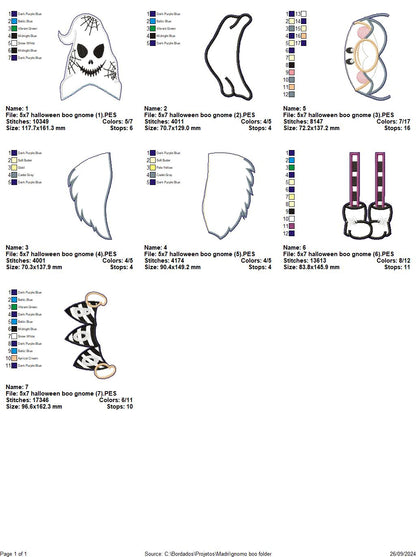 Gnome Boo Halloween  - ITH Project - Machine Embroidery Design