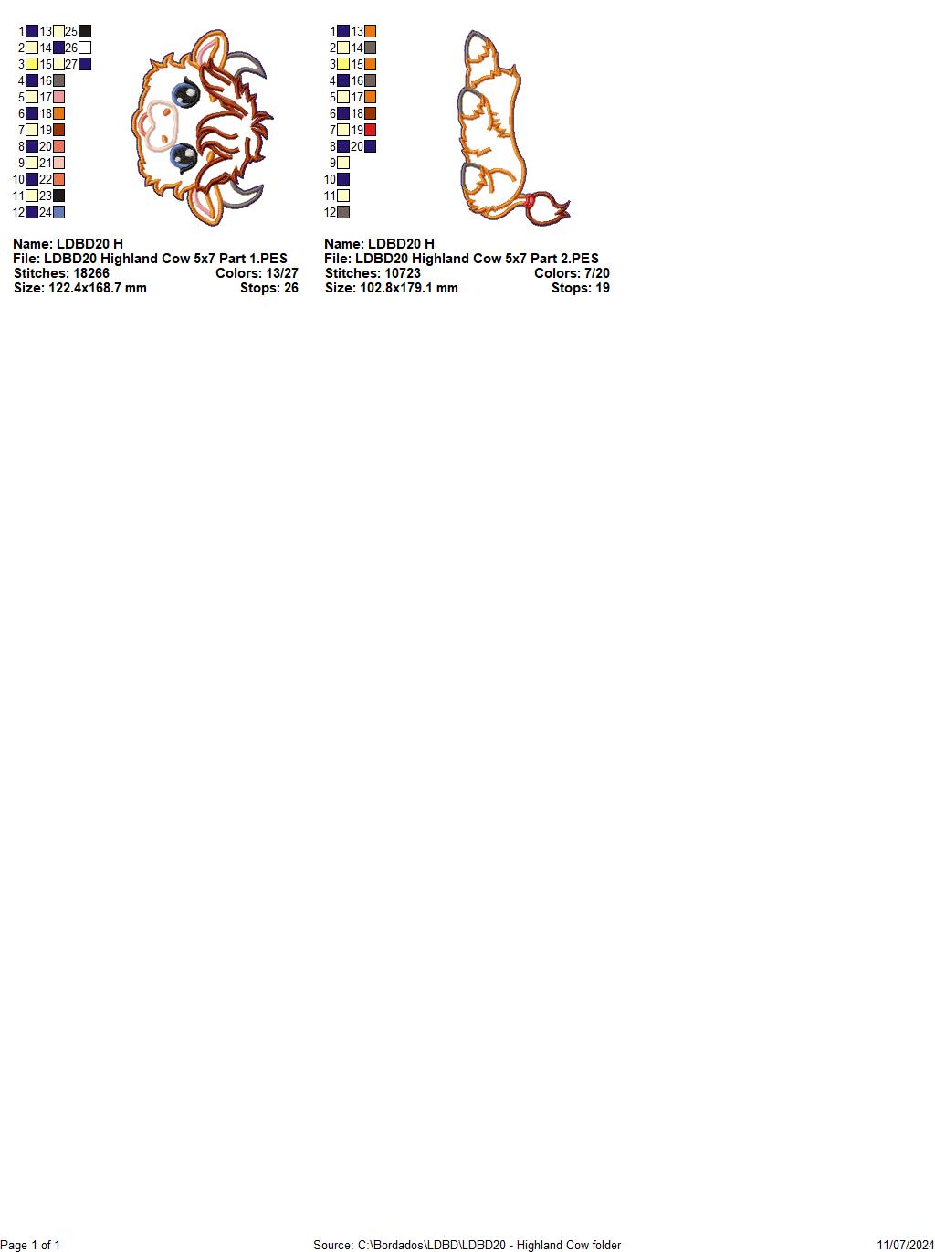 Highland Cow Cute - ITH Project - Machine Embroidery Design