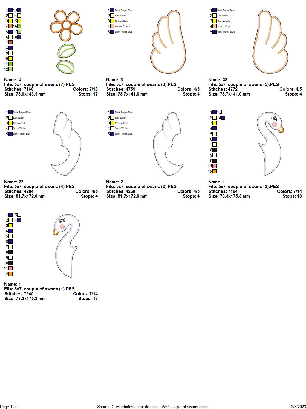 Couple of Swans - ITH Project - Machine Embroidery Design