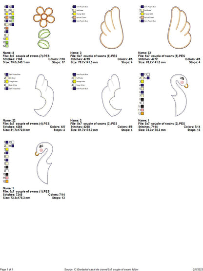Couple of Swans - ITH Project - Machine Embroidery Design