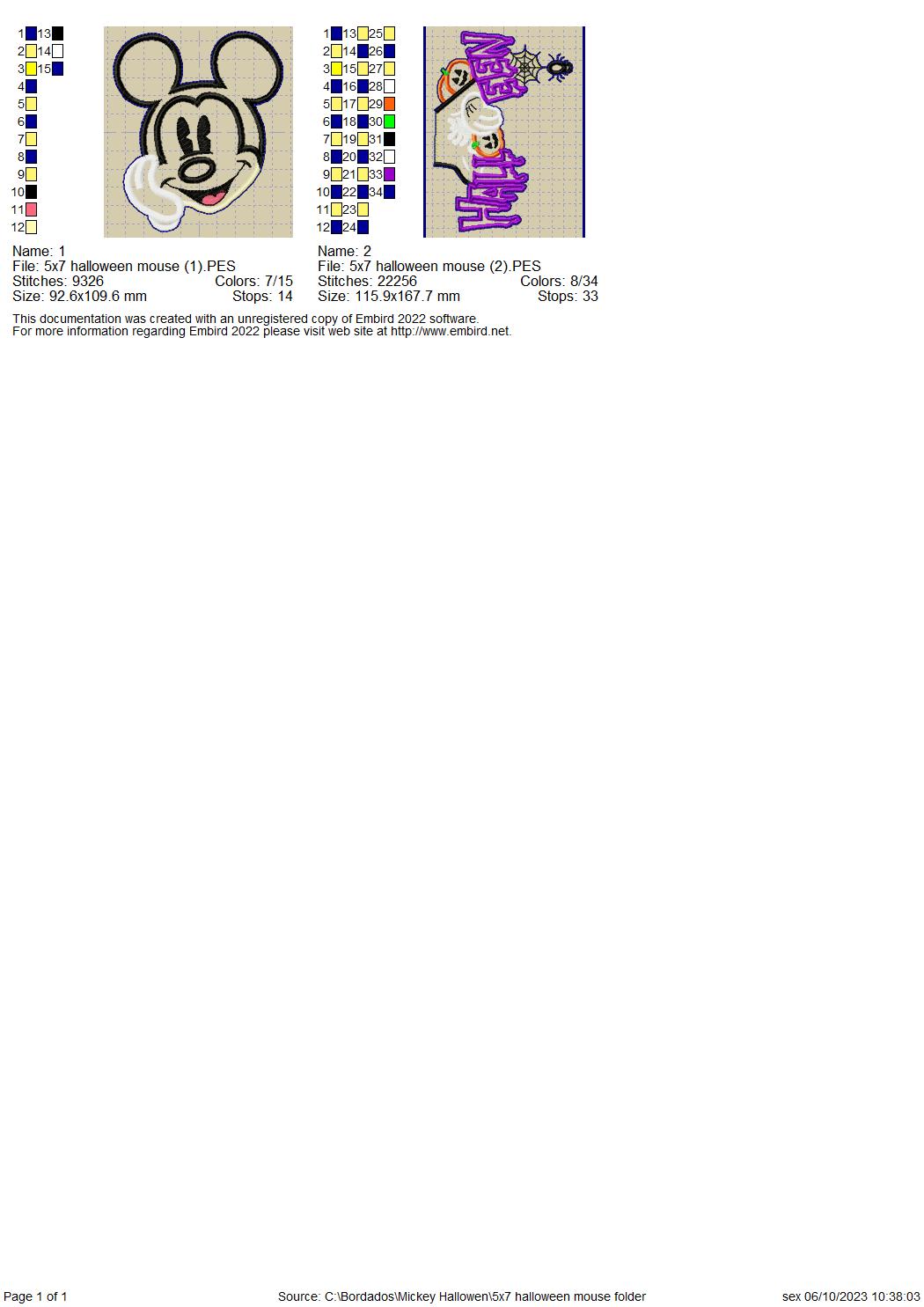 Mickey Halloween - ITH Project - Machine Embroidery Design