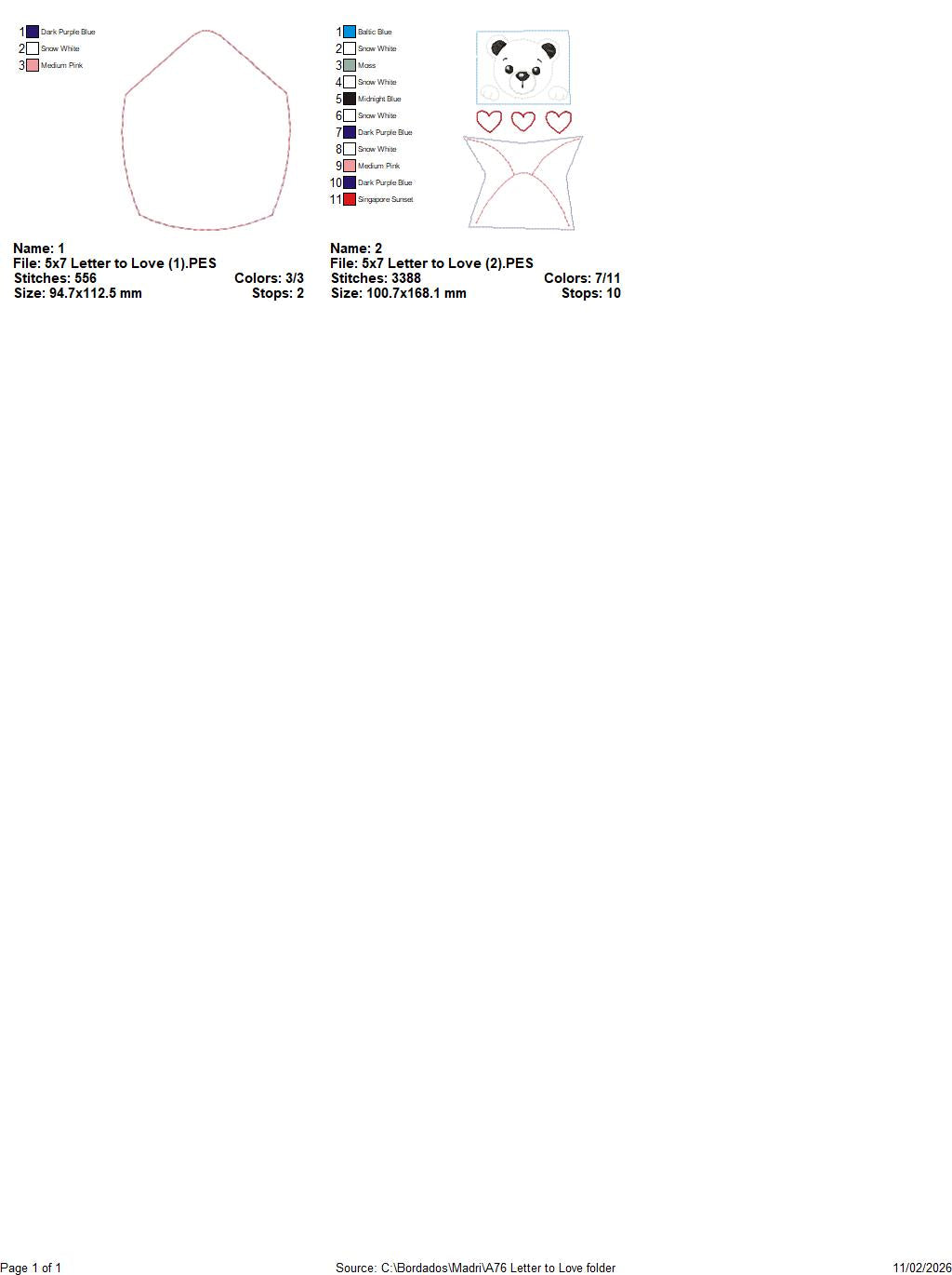 Valentine Bear Envelope – ITH Project – Machine Embroidery Design