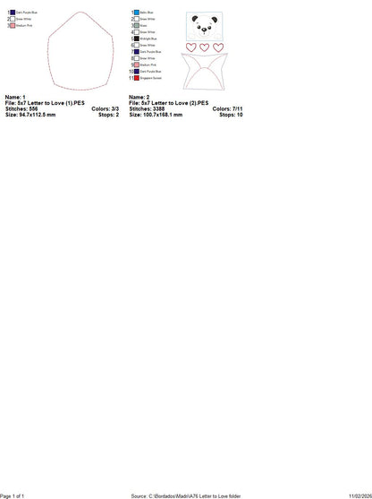 Valentine Bear Envelope – ITH Project – Machine Embroidery Design