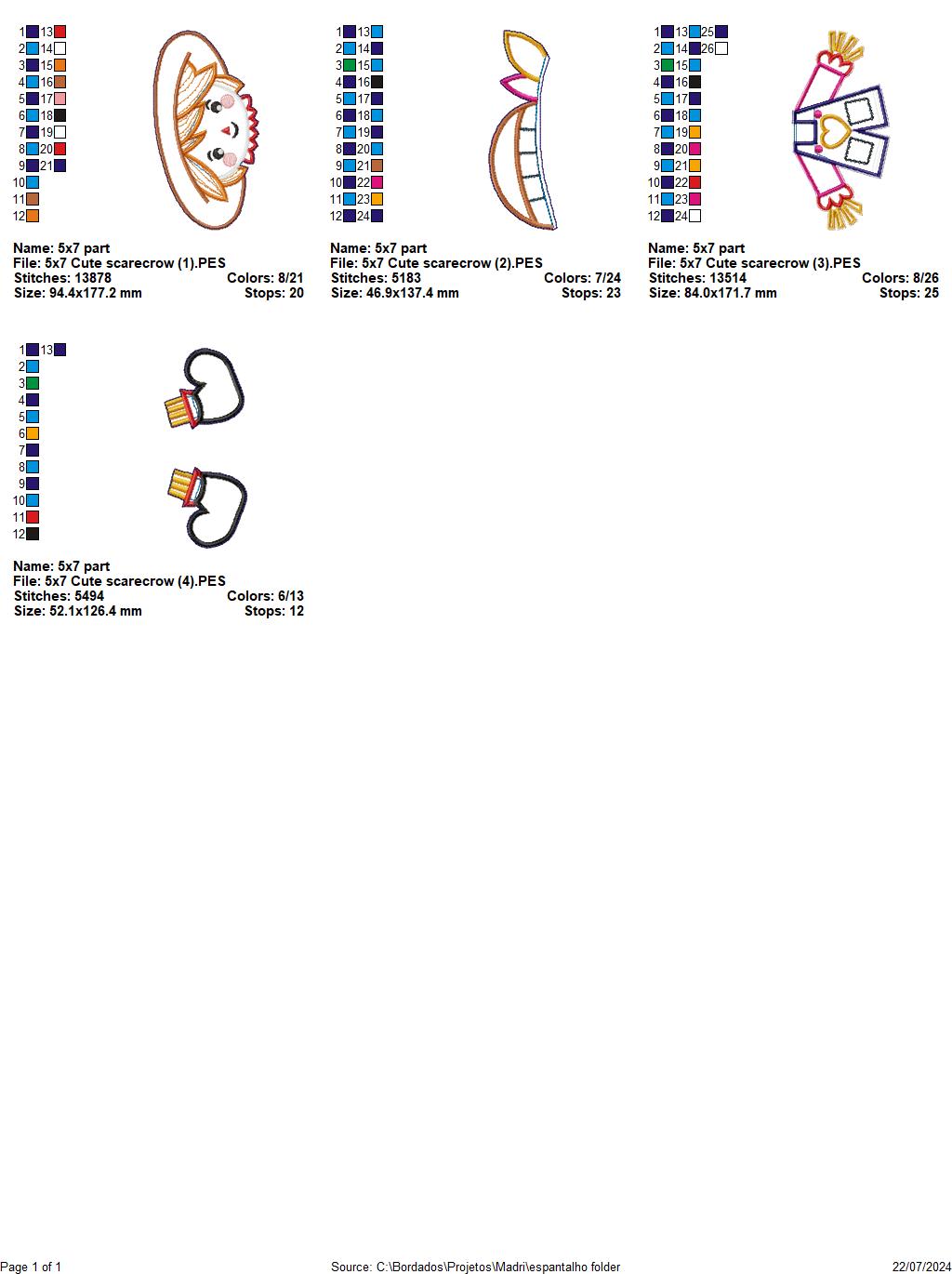 Cute Scarecrow  - ITH Project - Machine Embroidery Design