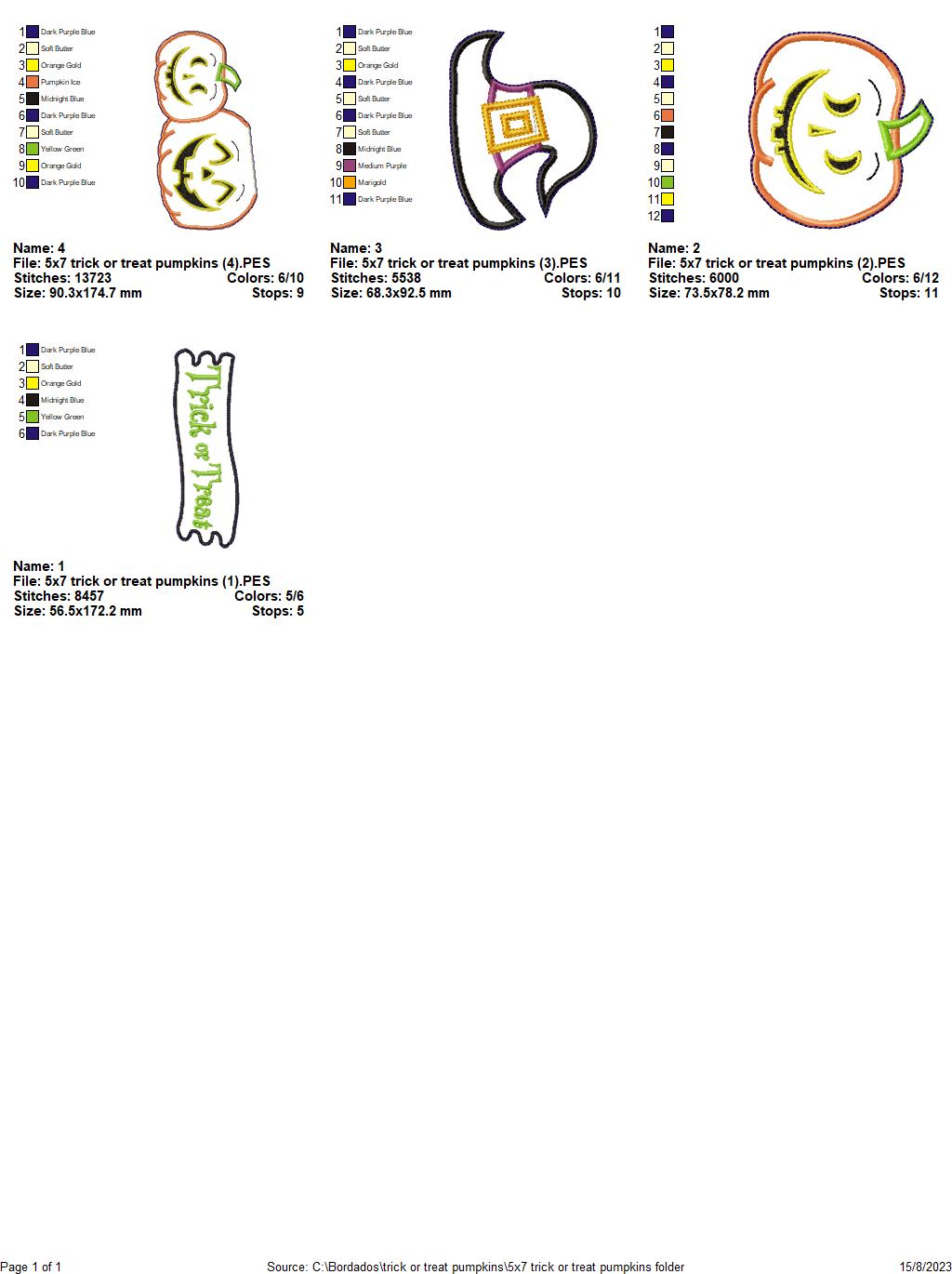 Trick or Treat Pumpkins - ITH Project - Machine Embroidery Design