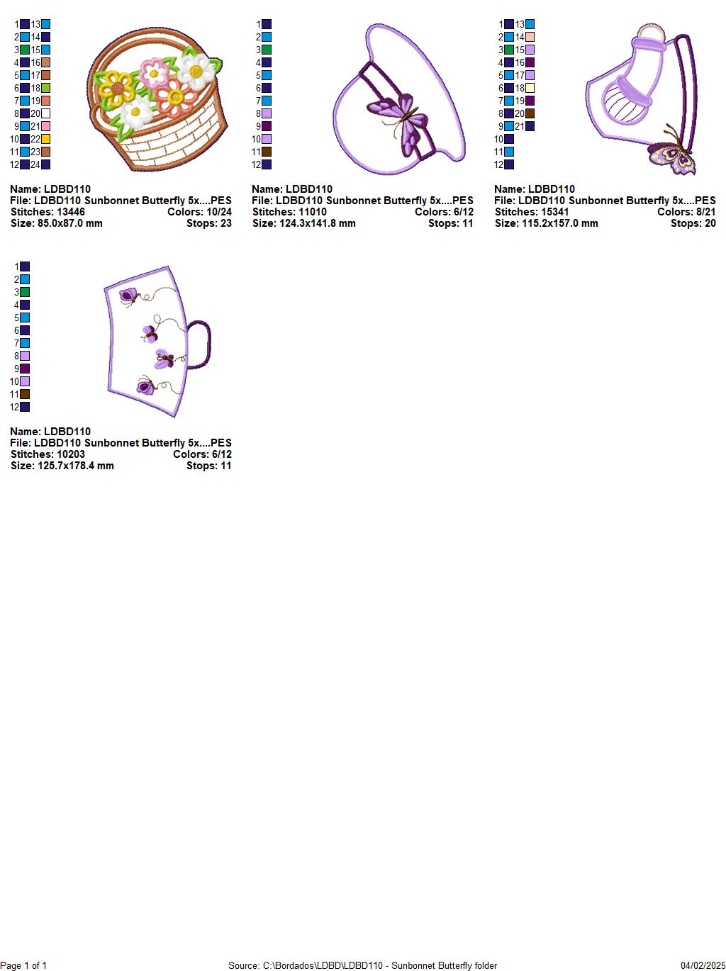 Buttlerfly Sunbonnet - ITH Project - Machine Embroidery Design