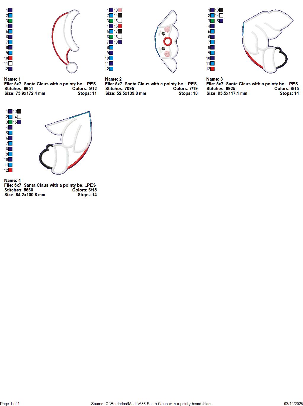 Cute Christmas Santa with a Pointy Beaard – ITH Project – Machine Embroidery Design