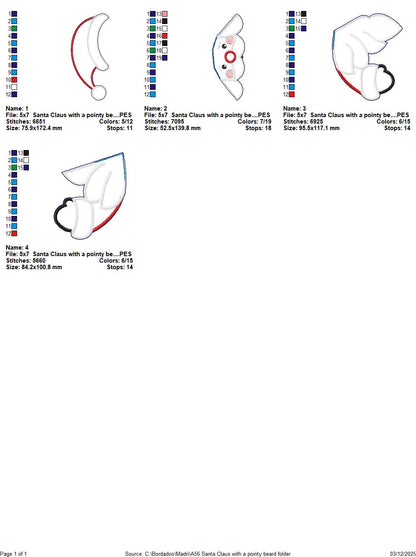 Cute Christmas Santa with a Pointy Beaard – ITH Project – Machine Embroidery Design