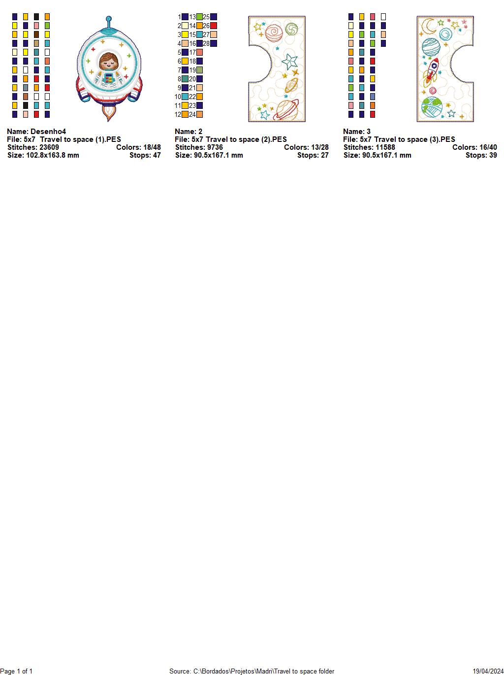 Outer space board - ITH Project - Machine Embroidery Design