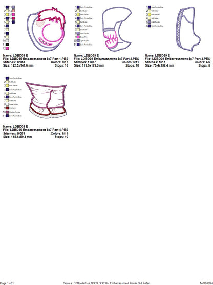 Inside Out Set of 9 Designs - ITH Project - Machine Embroidery Design