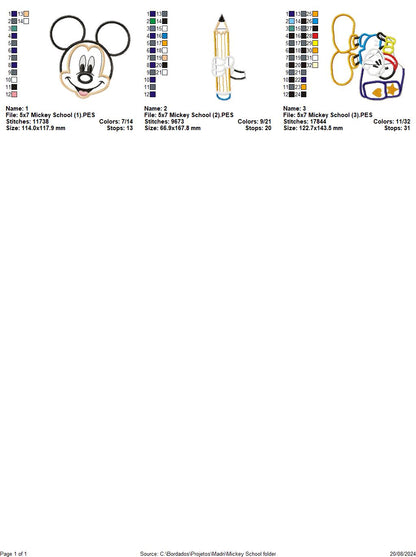 Back to School Mickey - ITH Project - Machine Embroidery Design