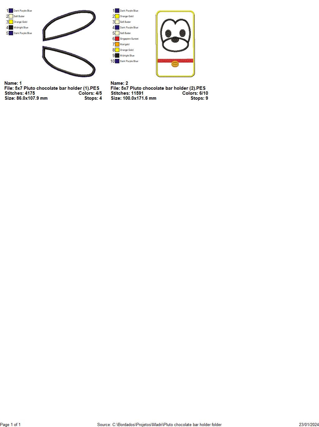 Pluto Chocolate Bar Holder - ITH Project - Machine Embroidery Design