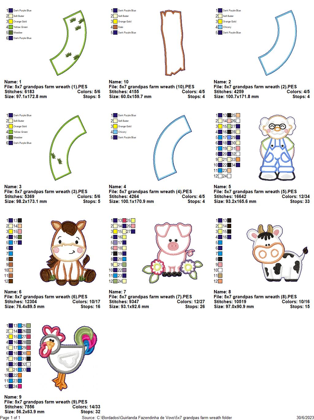 Grandpa's Farm Wreath - ITH Project - Machine Embroidery Design