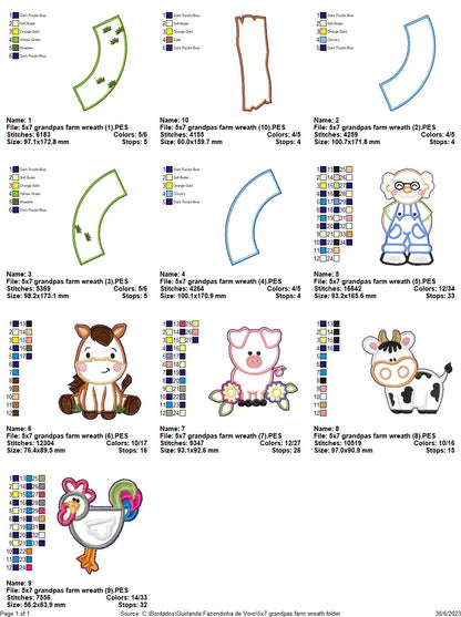 Grandpa's Farm Wreath - ITH Project - Machine Embroidery Design