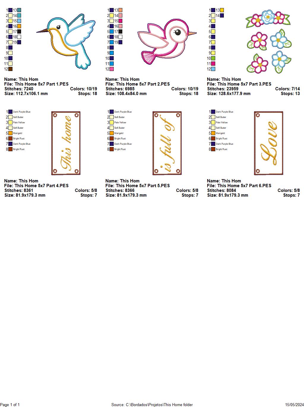 Hummingbird This Home is Full of Love - ITH Project - Machine Embroidery Design
