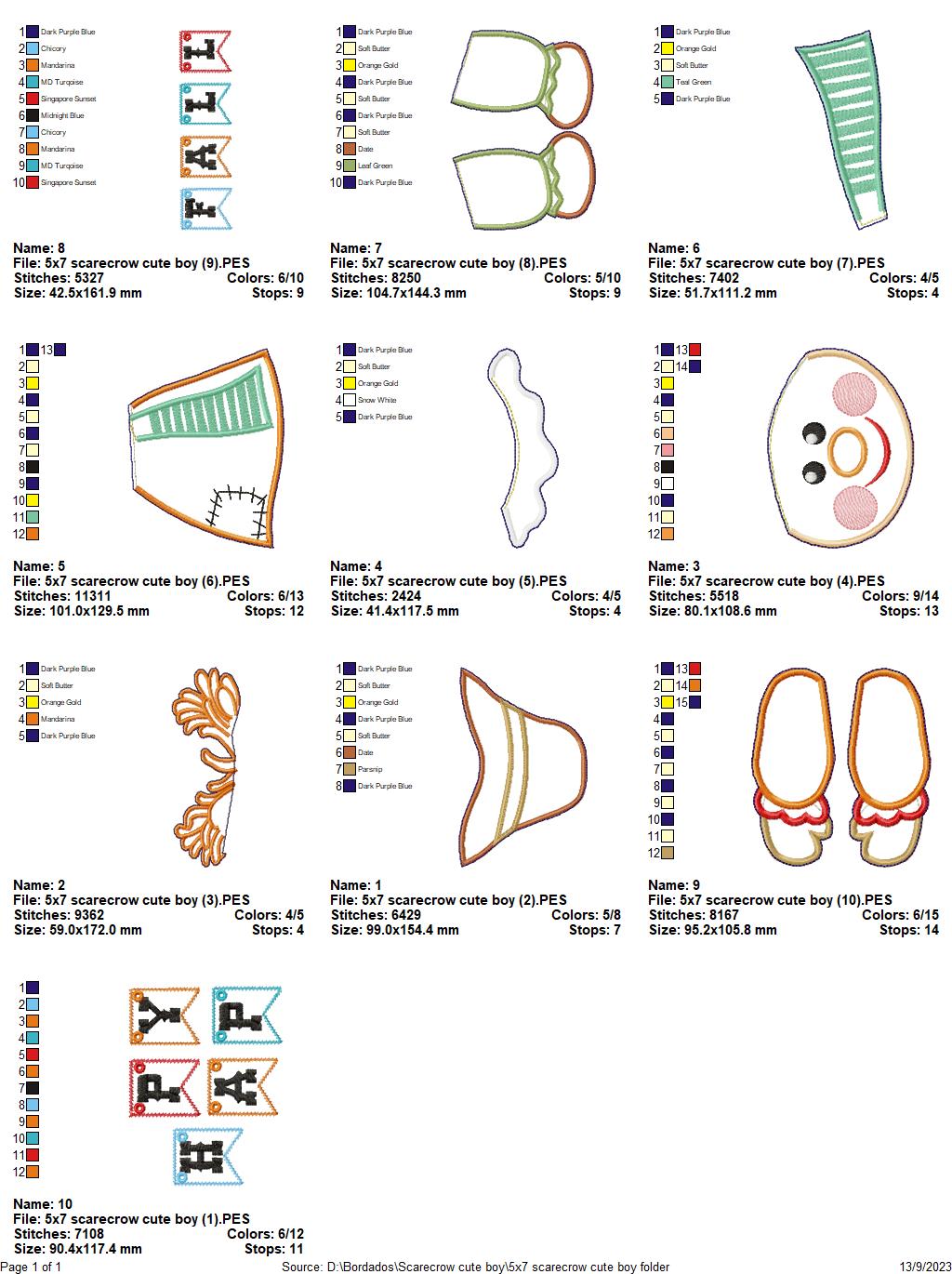 Scarecrow Couple Set Ornament - ITH Project - Machine Embroidery Design