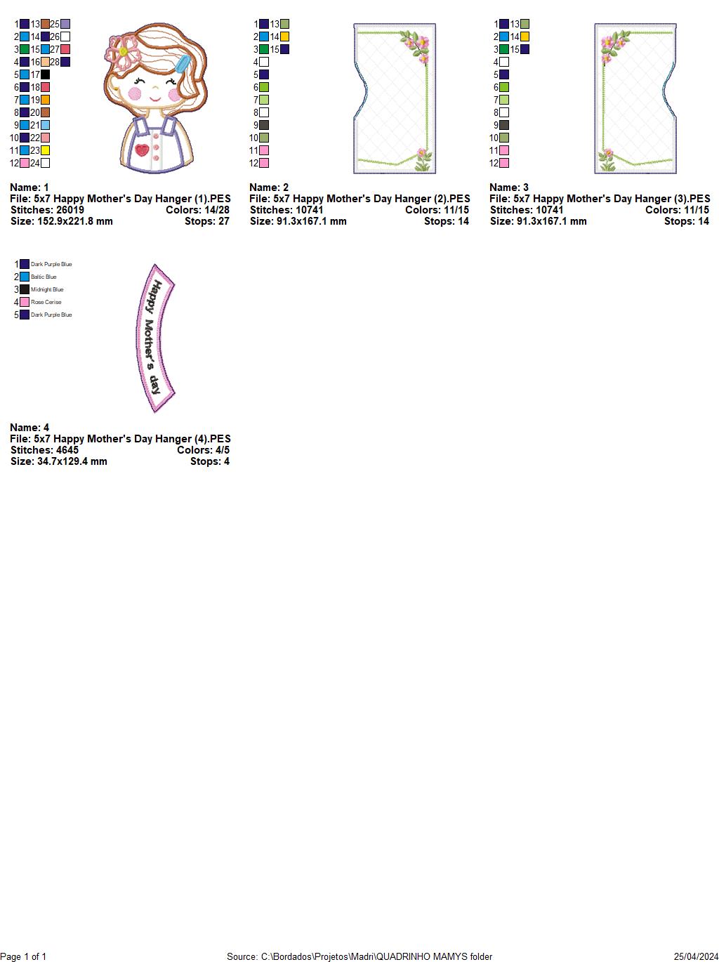 Happy Mother's Day Hanger - ITH Project - Machine Embroidery Design