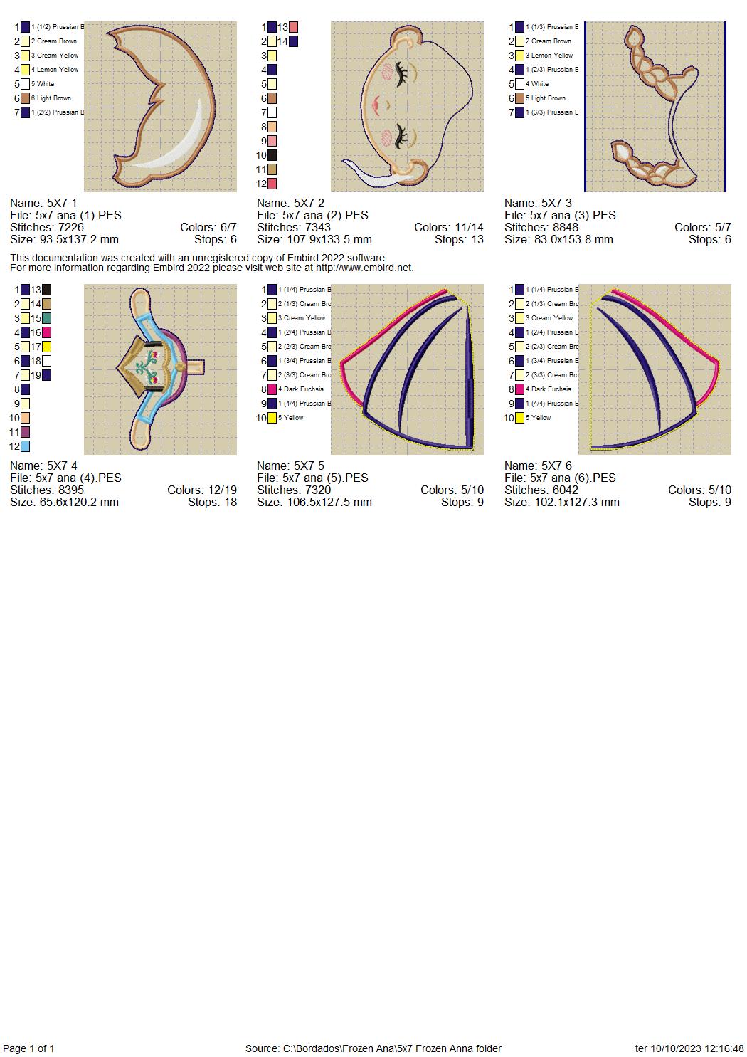 Princess Anna Frozen Ornament - ITH Project - Machine Embroidery Design