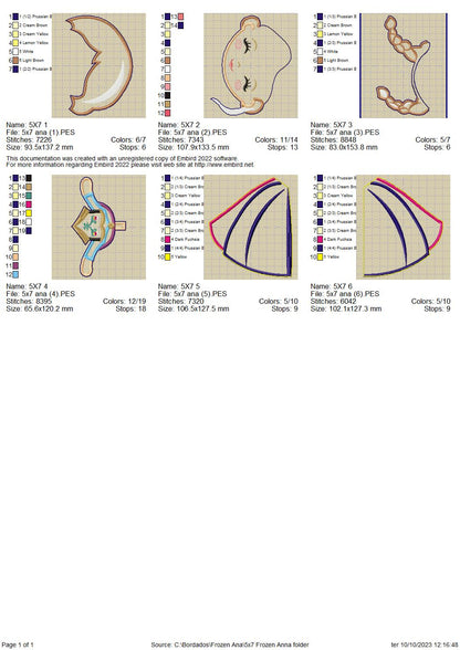 Princess Anna Frozen Ornament - ITH Project - Machine Embroidery Design