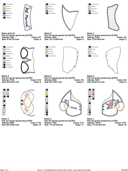 Groom Gnome - ITH Project - Machine Embroidery Design