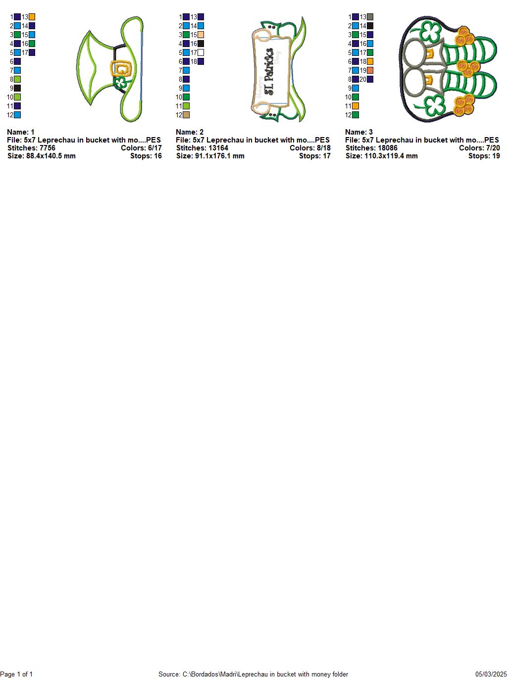 Leprechau in a Bucket of Gold - ITH Project - Machine Embroidery Design