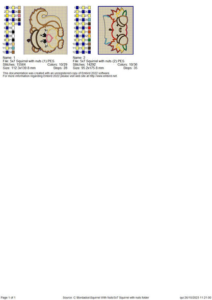 Squirrel With Nuts - ITH Project - Machine Embroidery Design