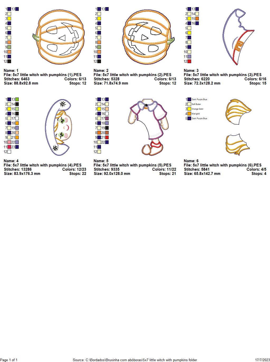 Little Witch with Pumpkins - ITH Project - Machine Embroidery Design