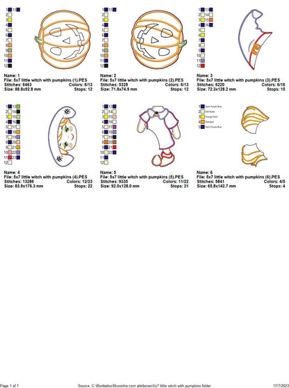 Little Witch with Pumpkins - ITH Project - Machine Embroidery Design