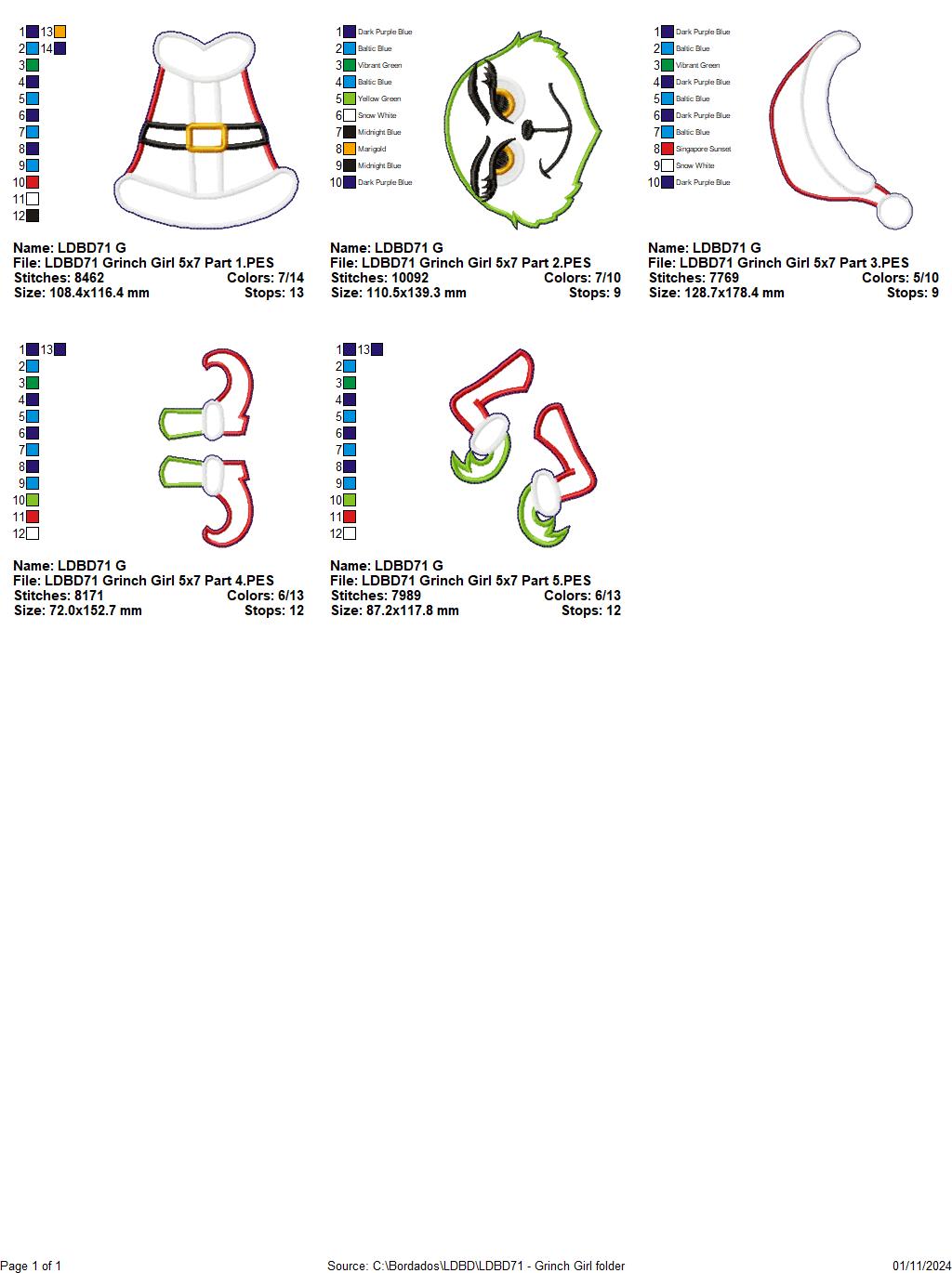 Grinch Girl Santa - ITH Project - Machine Embroidery Design