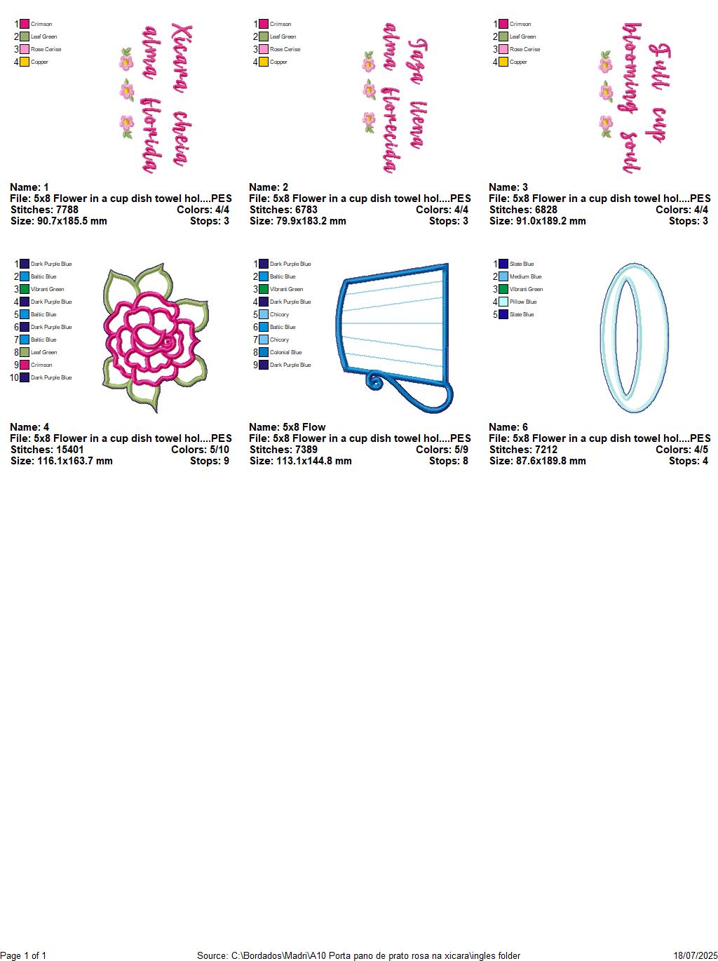 Floral Teacup Towel Holder – ITH Project – Machine Embroidery Design