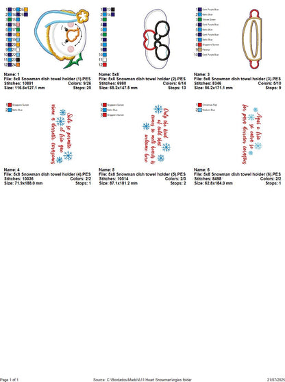 Snowman Towel Holder – ITH Project – Machine Embroidery Design