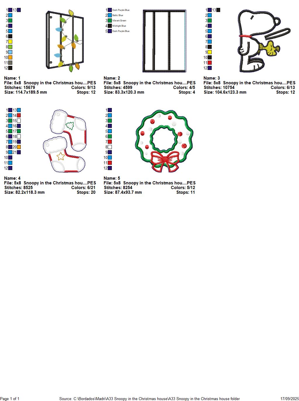 Snoopy and Woodstock Christmas – ITH Project – Machine Embroidery Design