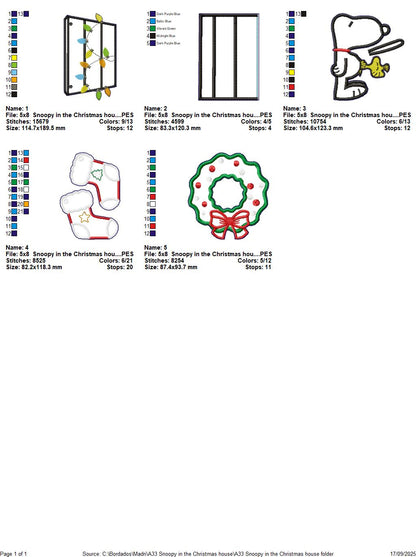 Snoopy and Woodstock Christmas – ITH Project – Machine Embroidery Design