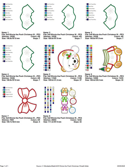 Christmas Bear Wreath – ITH Project – Machine Embroidery Design