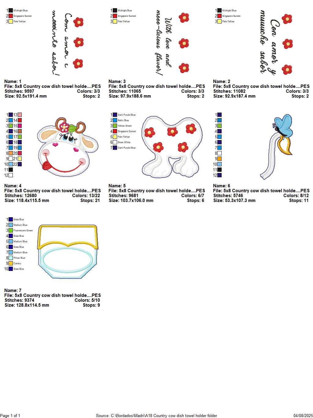 Country Cow Towel Holder – ITH Project – Machine Embroidery Design