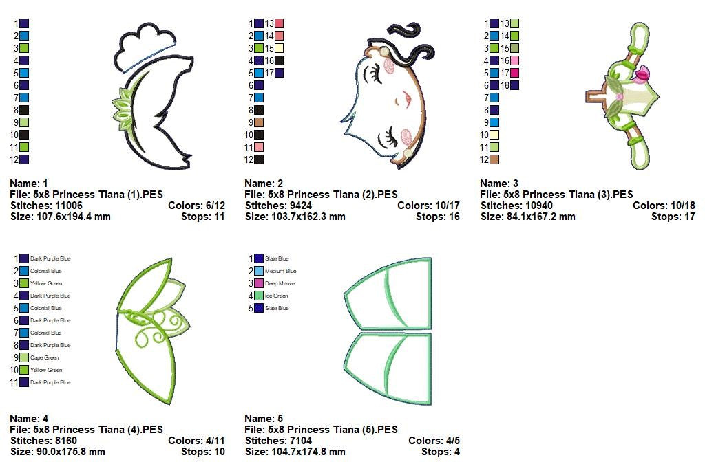 Princess Tiana – ITH Project – Machine Embroidery Design