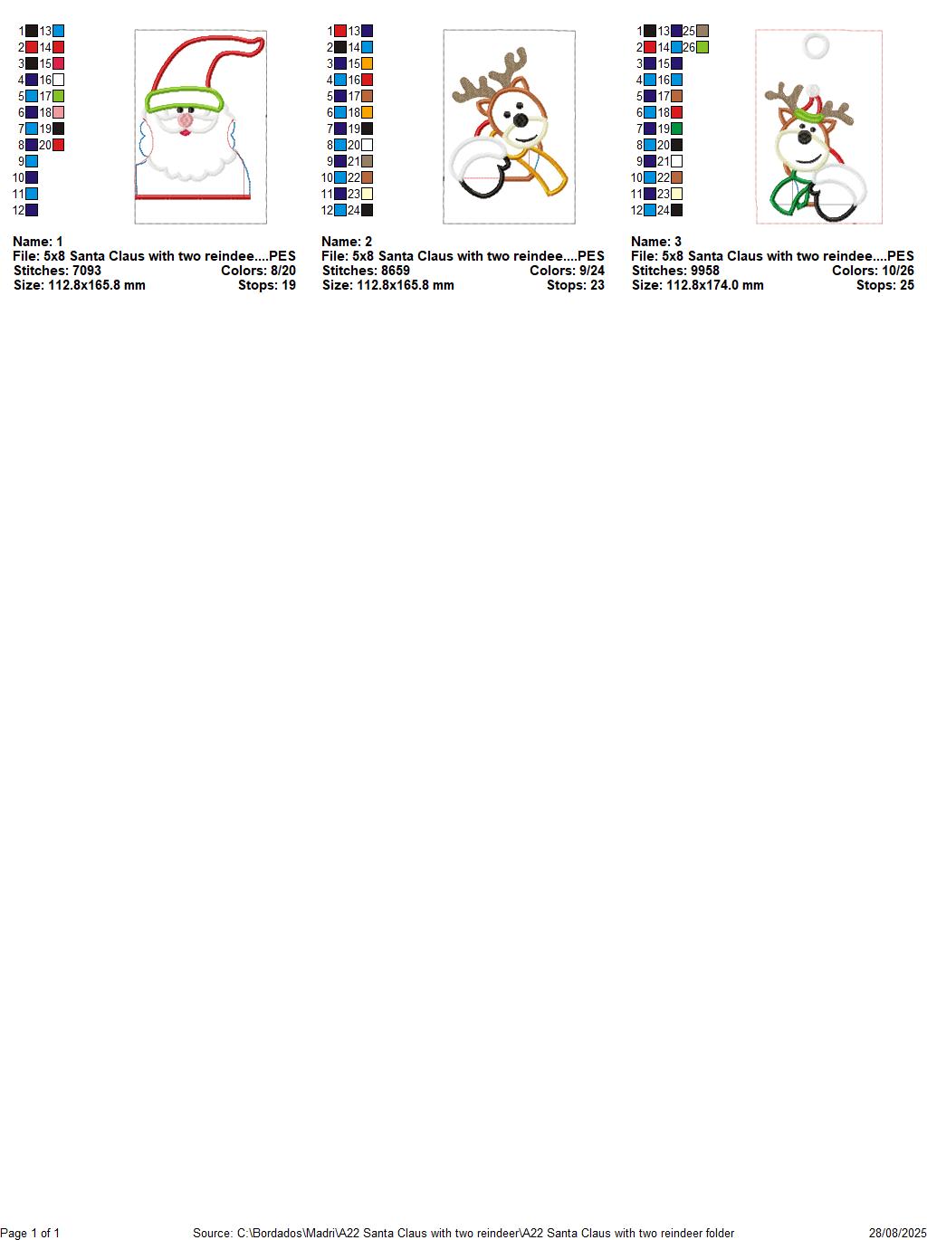 Santa Claus with Reindeers – ITH Project for Towels and Fabrics – Machine Embroidery Design 🎅🦌
