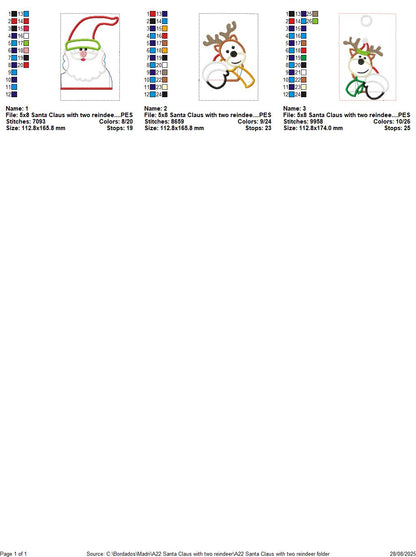 Santa Claus with Reindeers – ITH Project for Towels and Fabrics – Machine Embroidery Design 🎅🦌
