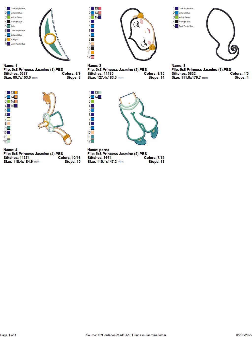 Princess Jasmine – ITH Project – Machine Embroidery Design