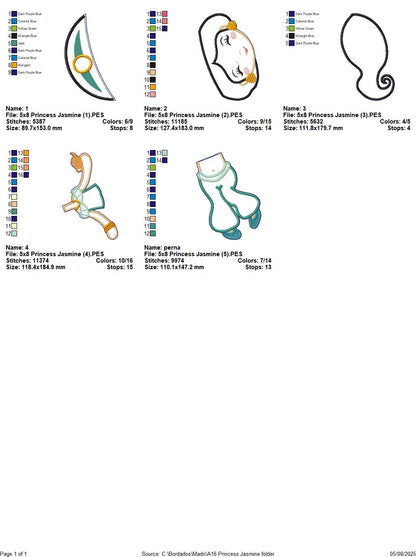 Princess Jasmine – ITH Project – Machine Embroidery Design