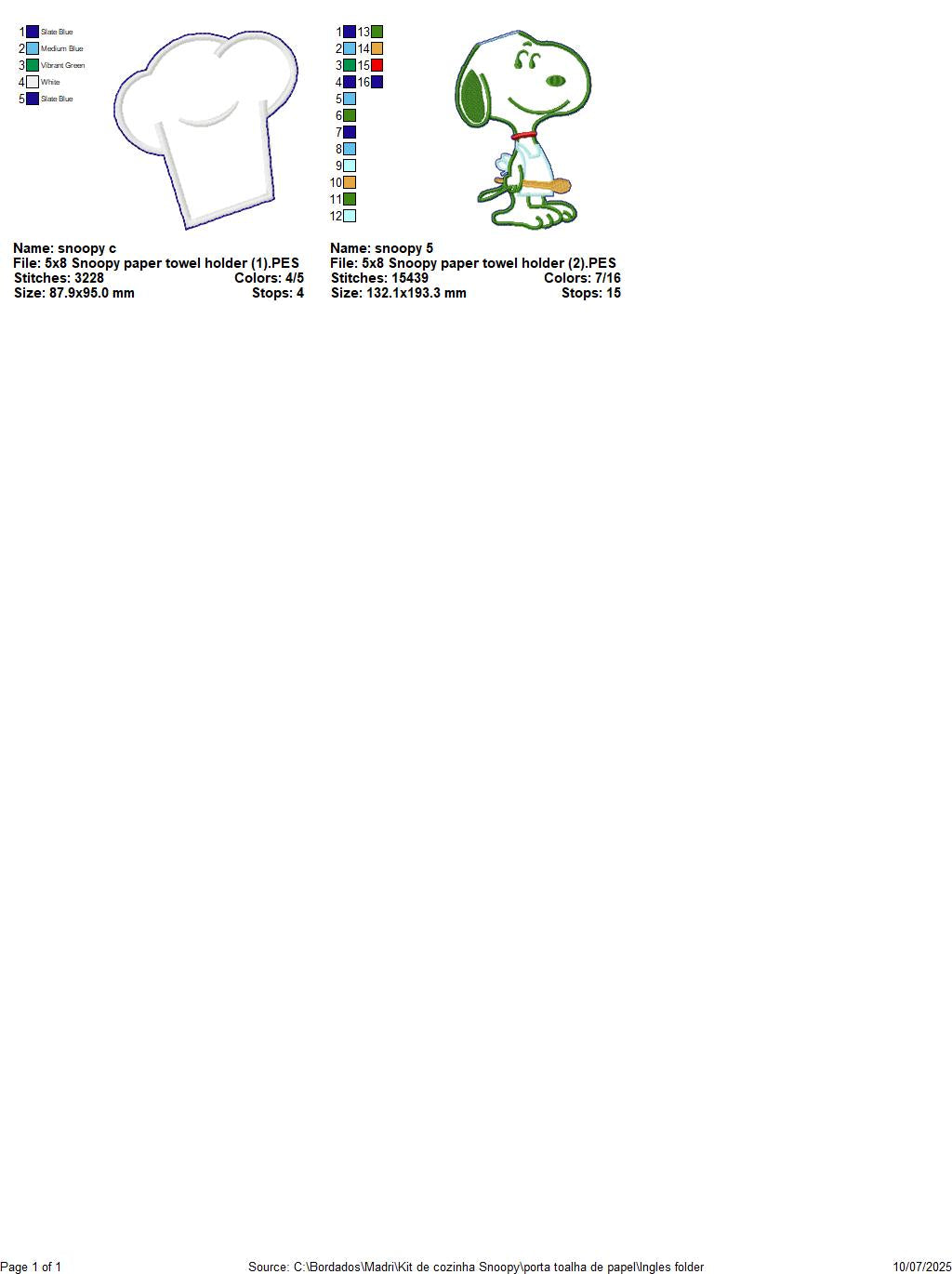 Snoopy Chef Paper Towel Holder Cover – ITH Project – Machine Embroidery Design