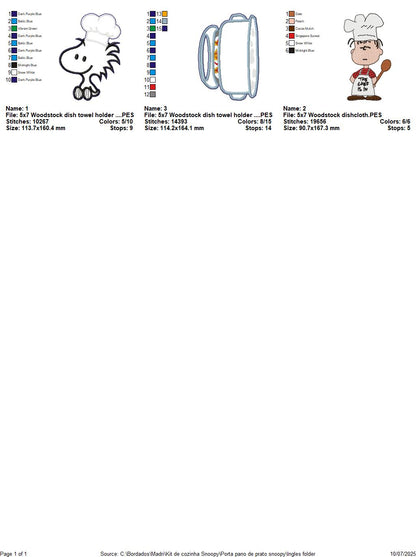 Woodstock Soup Pot Towel Holder – ITH Project – Machine Embroidery Design