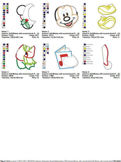 Mickey with Musical Book - ITH Project - Machine Embroidery Design